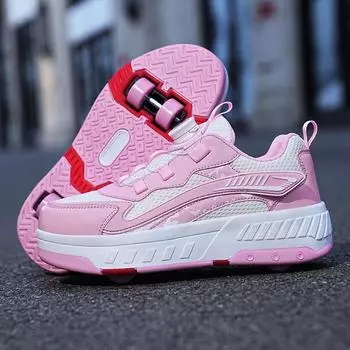 TUINANLE Обувь для роликовых коньков Женские кроссовки с колесами Роликовые коньки Спортивная обувь на открытом воздухе 39 розовый