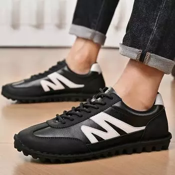 TUINANLE Outdoor Men Casual Shoes Men Sneakers Handmade Breathable Mens Loafers Moccasins Boat Shoes Plus Size 39 чёрный