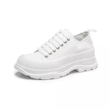 TUINANLE/парная парусиновая обувь, женские однотонные кроссовки на массивном каблуке, повседневная обувь на платформе со шнуровкой для мужчин