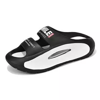 TUINANLE/парные тапочки на толстой подошве 5 см, нескользящая пляжная обувь на платформе, женские мужские тапочки из ЭВА с буквенным принтом 36 чёрный