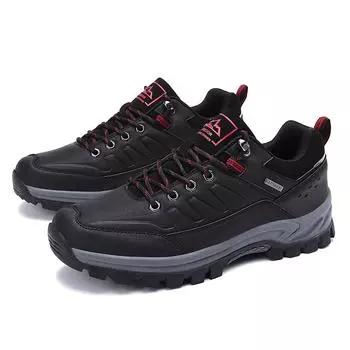 TUINANLE Походные ботинки для мужчин, походные ботинки с низким верхом, кожаные мужские треккинговые ботинки, кроссовки для ходьбы 39 чёрный