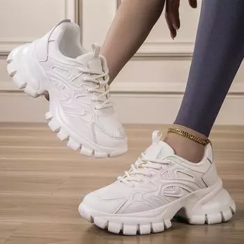 TUINANLE Shoes Women Chunky Sneakers Thick Soled Small White Shoes