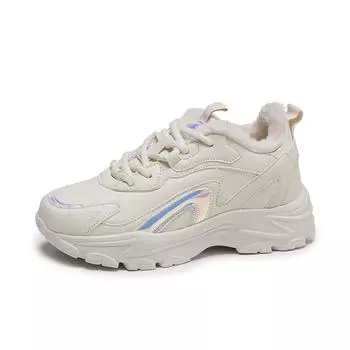 TUINANLE Shoes Women High Top Sneakers Winter Plush Ladies Shoes Cool Street Footwear 35 чёрный