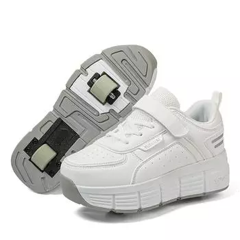 TUINANLE Small Four-wheel Walking Shoes Pink Teenager Sport Shoe Girls Kids Unisex Two Wheel Pulley Walking Shoes 35 белый