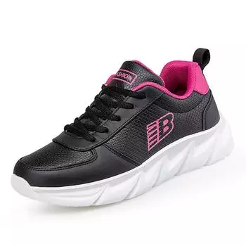 TUINANLE Спортивная обувь для женщин, нескользящие кроссовки на платформе, женские кожаные водонепроницаемые повседневные кроссовки 35 чёрный