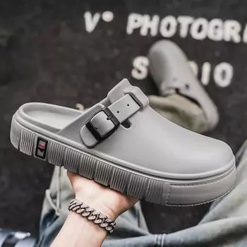 TUINANLE Summer Shoes Men, Non-slip Soft Bottom Hollow Head Sandals, Thick Bottom Beach Men s Slippers 40-41 чёрный