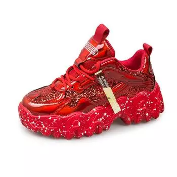 TUINANLE/светоотражающие массивные кроссовки, женская модная блестящая вулканизированная обувь, женские дизайнерские кроссовки на платформе, обувь 37 красный