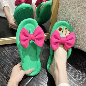 TUINANLE/тапочки с галстуком-бабочкой для женщин, шлепанцы, уличная нескользящая пляжная обувь из ЭВА