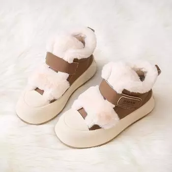 TUINANLE Теплая обувь Женская зимняя обувь на толстой подошве Короткие плюшевые меховые ботинки для снега 36 чёрный