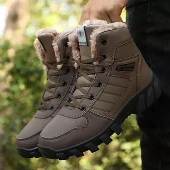 TUINANLE/унисекс зимняя обувь, женские зимние плюшевые теплые высокие кроссовки на платформе, мужские нескользящие хлопковые туфли для скалолазания 36 хаки