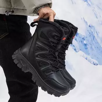 ТУИНАНЛЕ Утепленные зимние ботинки Нескользящие Повседневные Зимние Хлопковые Ботинки Плюшевые Теплые Мужские Походные Ботинки Уличная Рабочая Обувь 39 чёрный
