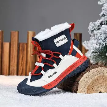 TUINANLE утолщенные детские ботинки нескользящие теплые средние зимние ботинки зимняя хлопковая обувь для мальчиков и девочек 28 розовый