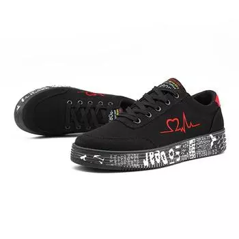 TUINANLE/весенние низкие парусиновые туфли, женские красные студенческие туфли, кроссовки на плоской подошве, обувь для влюбленных 36 чёрный