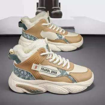 TUINANLE Winter Men Sneakers With Fur Comfortable Work Shoes Warm Ankle Boots 39 синий