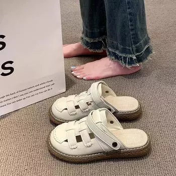 TUINANLE Women s Slip on Walking Shoes Hollow Out Non-Slip Slippers for Summer Ladies Beach Sandals 35 бежевый