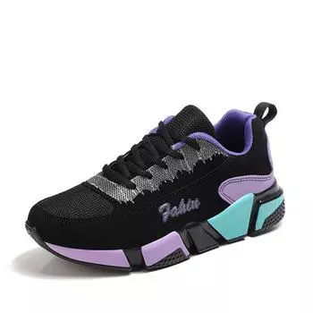 TUINANLE/женские кроссовки, повседневные сетчатые дышащие кеды на шнуровке, женские противоскользящие кроссовки на платформе 36 белый/чёрный