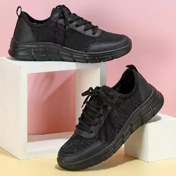 TUINANLE/женская черная обувь, дышащие сетчатые повседневные кроссовки с геометрическим принтом, парная нескользящая спортивная обувь