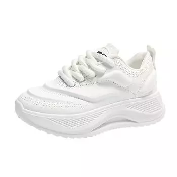 TUINANLE/женская обувь для папы, кожаные массивные кроссовки с перфорированной верхней частью для девочек, повседневная обувь на платформе со шнуровкой для девочек