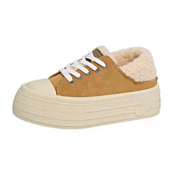 TUINANLE Женская обувь Кроссовки на толстой подошве из флока Туфли на танкетке Платформа Каблук 36 жёлтый