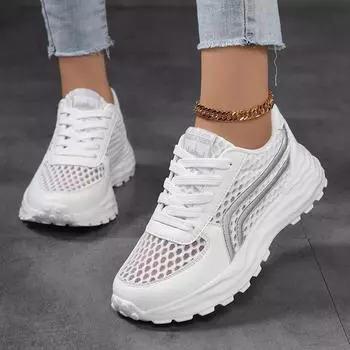 TUINANLE женская обувь летняя обувь с отверстиями сетчатая дышащая легкая нескользящая спортивная обувь 35 чёрный