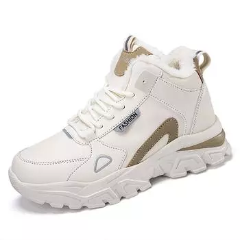 TUINANLE Женская обувь Зимние плюшевые теплые кроссовки на платформе Женская нескользящая весенняя спортивная обувь на толстой подошве 35 чёрный