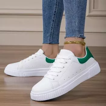 TUINANLE Женская повседневная обувь Дышащая кожаная обувь для скейтбординга Парная обувь на платформе Нескользящая 36 белый