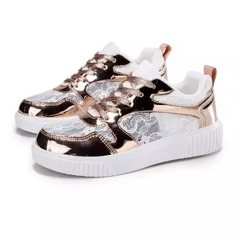 TUINANLE/женская повседневная обувь, кружевные дышащие кроссовки на платформе со шнуровкой, Нескользящая прогулочная обувь для девочек 35 золотой