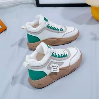 TUINANLE женская теплая плюшевая обувь, нескользящие зимние кроссовки на толстом меху на массивном каблуке