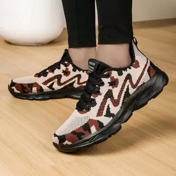 TUINANLE/женские кроссовки, дышащая сетчатая обувь на платформе камуфляжного цвета, женские легкие кроссовки 36 камуфляжный