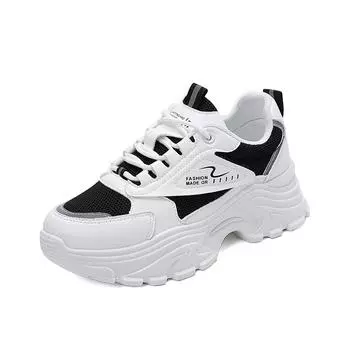 TUINANLE Женские кроссовки с дышащей сеткой, нескользящая обувь на платформе, женская спортивная обувь на толстой подошве 36 белый/чёрный