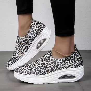 TUINANLE женские кроссовки с леопардовым принтом, повседневная прогулочная обувь на толстой подошве, женская амортизирующая спортивная обувь 38 леопардовый