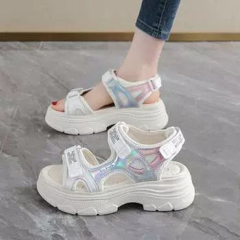 TUINANLE женские летние мягкие нескользящие сандалии на платформе прочные сандалии женские для отдыха на пляже 39 чёрный