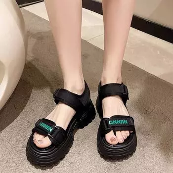 TUINANLE/женские сандалии, летние повседневные сандалии на нескользящем каблуке, женские черные туфли на толстой подошве