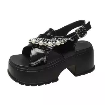 TUINANLE/женские сандалии, летние женские туфли на платформе с жемчужным декором на высоком каблуке Sandalias