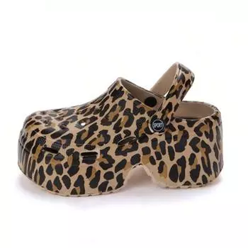 TUINANLE/женские тапочки с леопардовым принтом, мягкие нескользящие сандалии на толстой подошве для девочек, нескользящая домашняя пляжная обувь из ЭВА 35-36 леопардовый