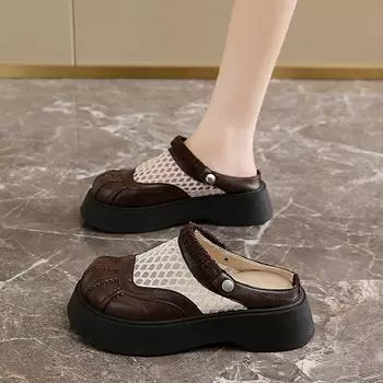 TUINANLE Женские тапочки-сабо, классические мюли, летние тапочки с открытым носком, противоскользящие пляжные тапочки 35 коричневый