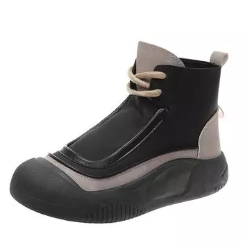 TUINANLE/женские высокие туфли, весенние повседневные Нескользящие кроссовки на молнии на плоской подошве, ботильоны для девочек 35 чёрный