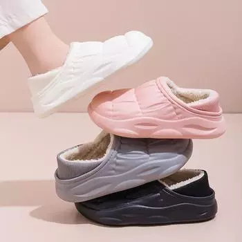 TUINANLE, зимние женские меховые тапочки, водонепроницаемые теплые плюшевые шлепанцы, домашние сандалии для пар на толстой подошве