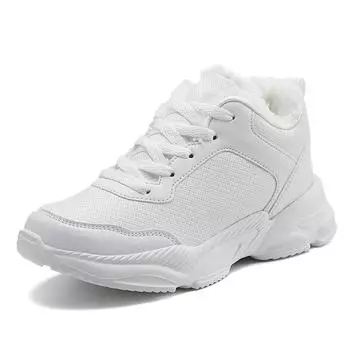 TUINANLE Зимняя теплая обувь, водонепроницаемые нескользящие плюшевые кроссовки, женская обувь для тенниса 36 белый