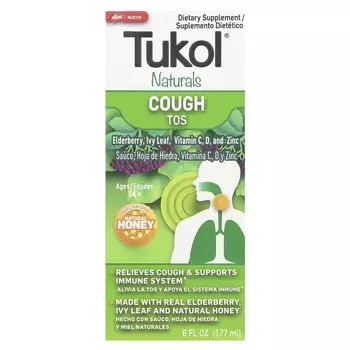 Tukol, Naturals, от кашля, для детей от 14 лет, натуральный мед, 6 жидких унций (177 мл)