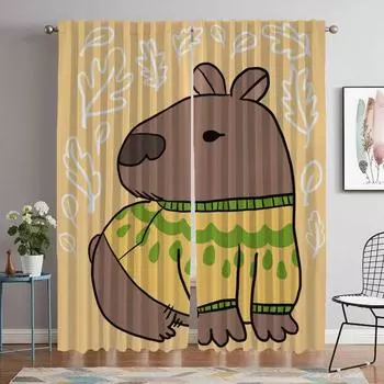 Тюль Capybara для спальни, домашний интерьер, шторы для гостиной, шторы от комаров, 2 шт., жалюзи, перегородка для ребенка W50xH70cmx2pcs-CL