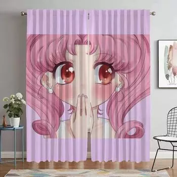 Тюль для спальни Chibiusa Шторы Детская комната Украшение на Хэллоуин Плотные шторы Кухонные шторы 2 шт. Оттенки Разделитель W50xH70cmx2pcs-CL