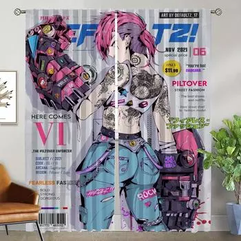 Тюль для спальни Hentai Blackout Curtain для комнаты 2 панели Современные шторы для гостиной Shades Halloween Decoration Partition W50xH70cmx2pcs-CL
