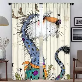 Тюль для спальни, волшебное украшение на Хэллоуин, элегантные шторы для комнаты, 2 шт., затемняющие шторы, занавески для домашнего интерьера W50xH70cmx2pcs-CL