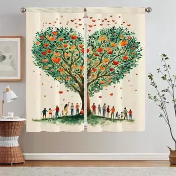 Тюль «Giving Tree» для кухни, 2 шт., элегантные шторы для окон, для комнат, подхваты для штор в ванной, жалюзи, локоны W50xH70cmx2pcs-CL