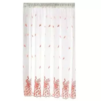 Тюль на окнах, цветная полупрозрачная моющаяся подвесная вуаль с вышивкой для гостиной 150CM синий