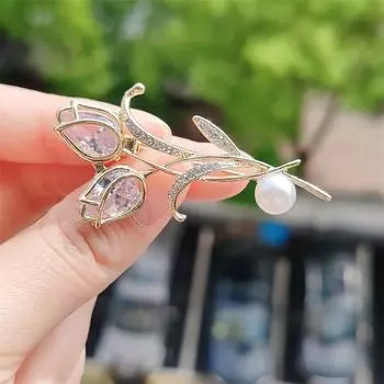 Тюльпан Брошь Женская Магнолия Темперамент Жемчужная Булавка Модная Цветочная Брошь Костюм Пальто Аксессуары Тенденция