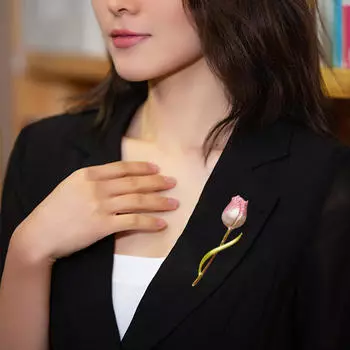 Тюльпан цветочный букет брошь ювелирный аксессуар элегантный цветок эмалированная булавка на лацкан для банкета