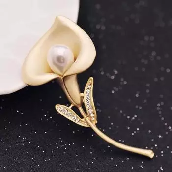 Тюльпан Цветок Брошь Булавка Элегантные Розы Цветы Стразы Броши Для Свадебного Костюма Аксессуары Ювелирные Изделия золотой