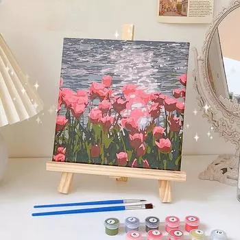 Тюльпан Diy Цифровая масляная живопись Детская ручная масляная живопись Ручная роспись Настольный пейзаж Декоративная живопись Tulip G